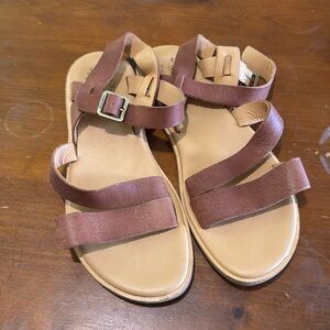 Kork-Ease 'Nogales' Womens Black Open Toe Leather Slingback Sandals Size 10M